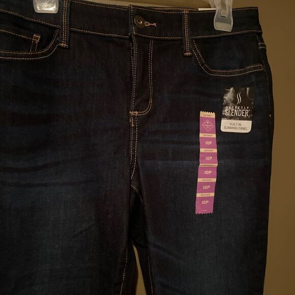 St John’s Bay Skinny Leg Mid Rise Jeans Size 10P Dark Wash - Picture 8 of 11